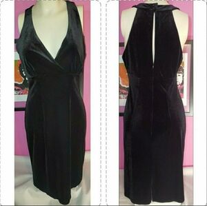 Vintage late 90s / Y2K era Connected black velvet halter dress size 8
